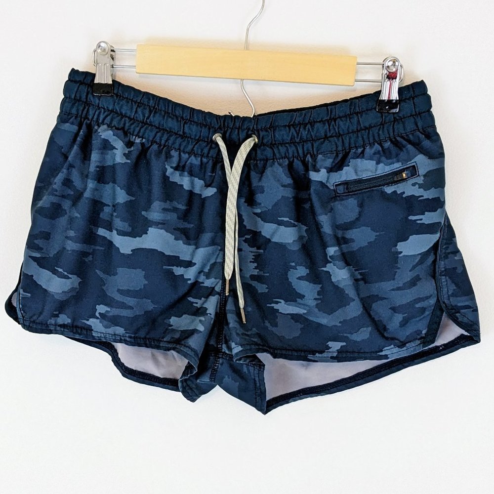 Vuori Women's Navy Blue Camo Athletic Shorts